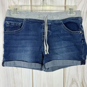 Justice Shorts Drawstring Fabric Waistband Denim Pull On Bottoms Blue Size 14R